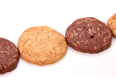 almond cookies on white backgroundの写真素材