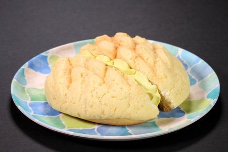 Japanese food Melon shaped bun on a plate