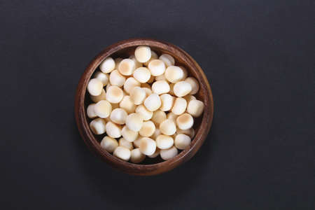 tamago bolo japanese egg soft biscuits in a wooden bowl top view