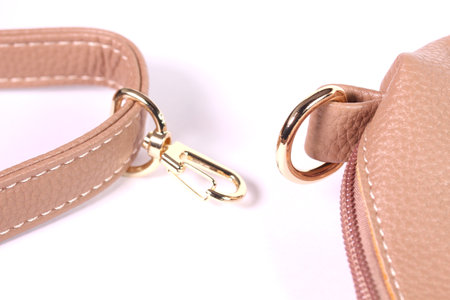 Shoulder bag clasp close upの写真素材