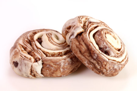 Danish pastry or chocolate danish on white backgroundの写真素材