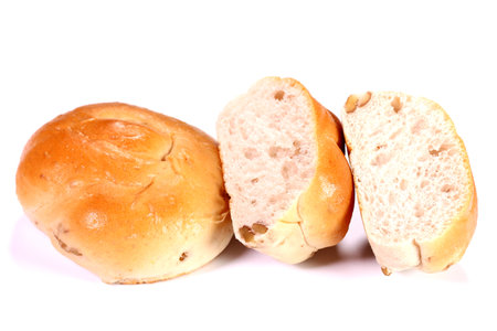 Walnut breads on white backgroundの写真素材