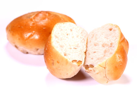 Walnut breads on white backgroundの写真素材