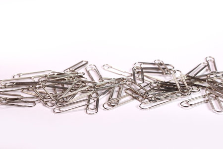 paper clips on white backgroundの写真素材