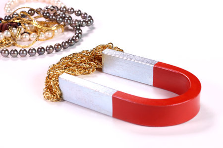 U shaped magnet and jewelryの写真素材