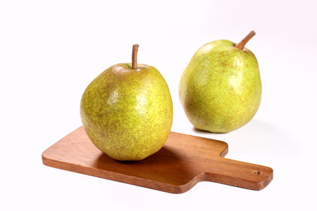 French pears (called La France in Japan) and cutting boardの写真素材
