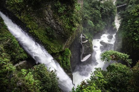 El Pailon del Diablo waterfall.の写真素材