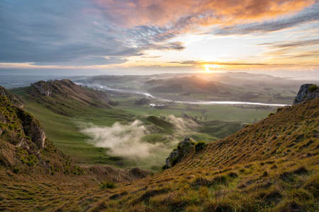 Epic cloudy sunrise at Te Mata Peak. Hawke's Bay, New Zealand.の写真素材