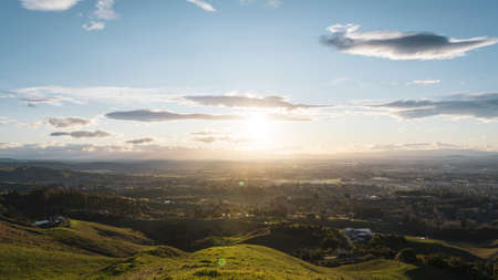 Hastings city seen from Te Mata Park with morning light. Hawke's Bay, New Zealand.の写真素材