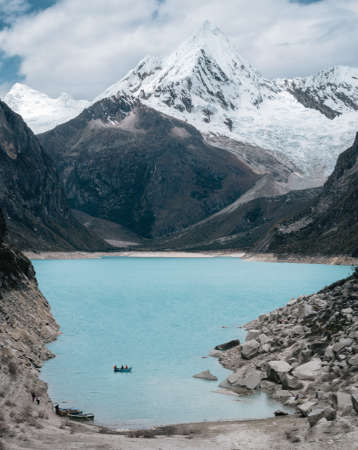 Laguna Paron in Huascaran National Park, Peru. Vertical photographyの写真素材