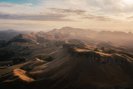 Dramatic sunset of Mount Erin at the Te Mata Peak. New Zealand landscapeの写真素材
