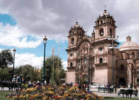 Beautiful Cathedral at Historic Center in Cusco city, Peru. August, 2018.のeditorial素材