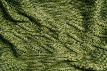Green texture background knit fabric pattern hand madeの写真素材