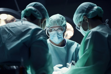 Professional medical team working in an operating room. Generative AI shotの素材