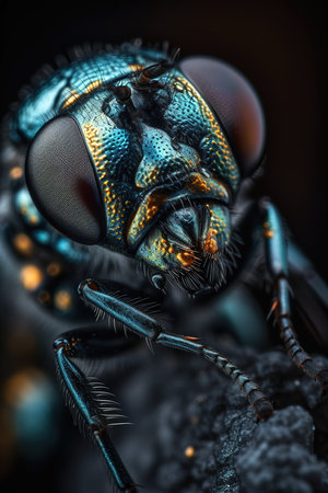 Super macro shot of fly eyes. Generative AI vertical shotの素材