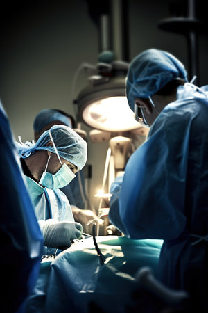 Professional medical team during surgery. Generative AI vertical shotの素材