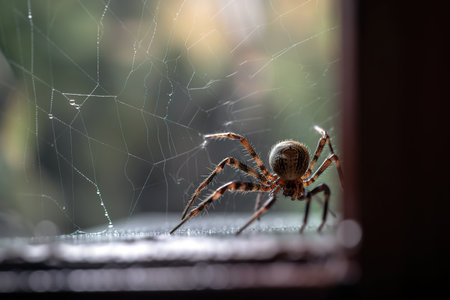 Spider weaving close up shot. Generative AIの素材