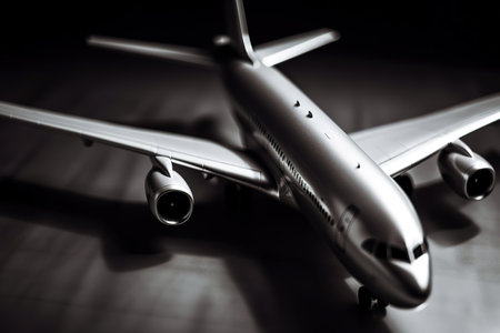 Airplane tiny toy close up shot. Travel and vacations concept for agencies. Generative AIの素材