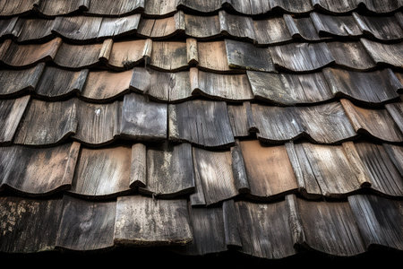 Rustic wooden roof close up shot. Generative AIの素材