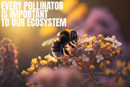 Honey bee doing her important job for the planet. Every pollinator is important to our ecosystem. Generative AI illustrationの素材