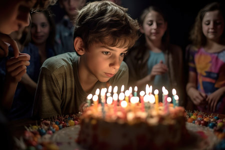 Close up shot of sad Birthday boy. Mental health concept. Generative AIの素材