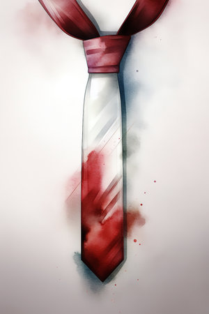 Watercolor illustration of tie in white and red tones. Generative AI Verticalの素材