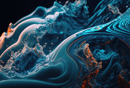 Water moving close up background. 3D rendering style. Generative AI illustrationの素材