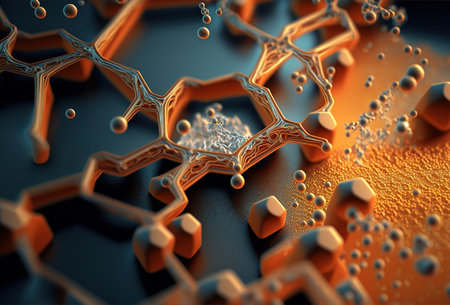 Abstract background of sodium under microscope. 3D rendering style. Generative AI illustrationの素材