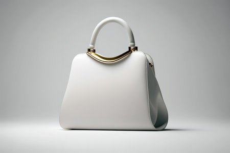 White minimalist elegant handbag on white background. 3D rendering style. Generative AI Illustrationの素材