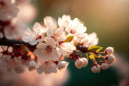 Cherry blossom close up macro photography style. Generative AIの素材