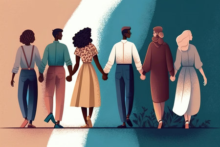 International Day of Elimination of Racial Discrimination banner. Minimal flat design illustration. Generative AIの素材