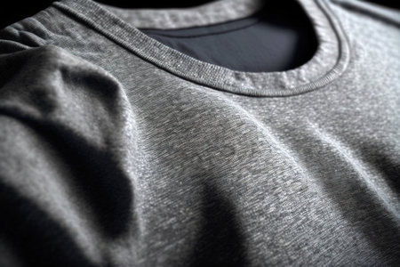 Macro shot of gray sports t-shirt. Generative AI illustrationの素材