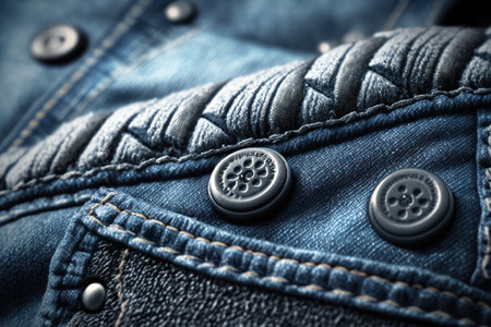 Jean denim jacket close up textured background. Generative AI illustrationの素材