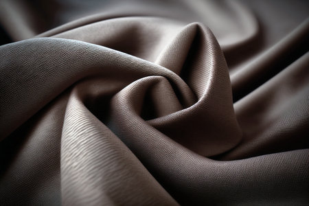 Close up macro shot of silk brown fabric. Textured background. Generative AI illustrationの素材