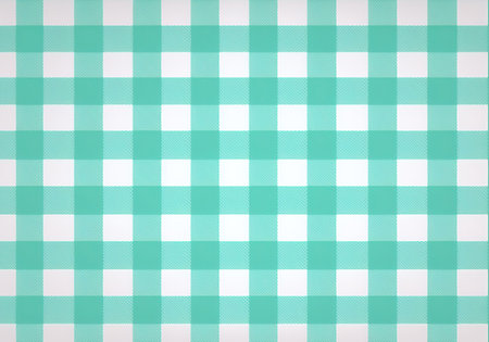 Green and white gingham or gingham check fabric. Generative AI illustrationの素材