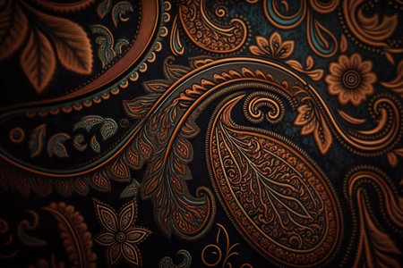 Paisley close up shot. dark background. Generative AI illustrationの素材