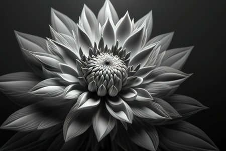 Black and white flower drawing. Generative AI illustrationの素材
