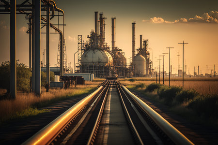 Oil industry concept. Generative AI illustrationの素材