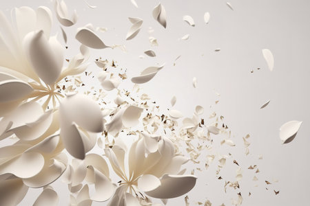 White flower petals abstract background. Generative AI illustrationの素材