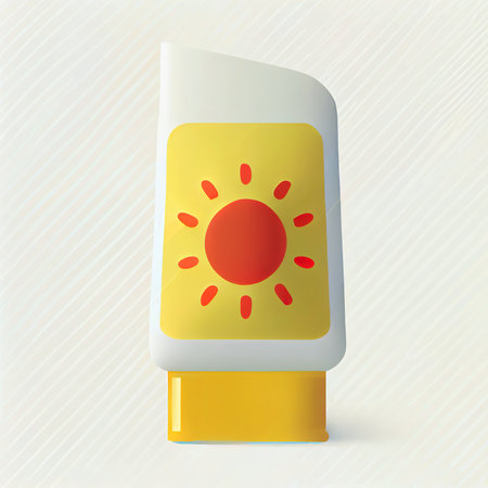 3D Sunscreen icon over white background. Generative AI illustrationの素材