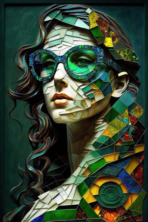 Abstract art woman illustration. Generative AI vertical illustrationの素材