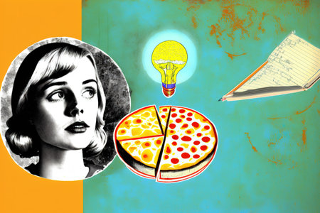 Retro style collage surreal pop art concept. Generative AI illustrationの素材