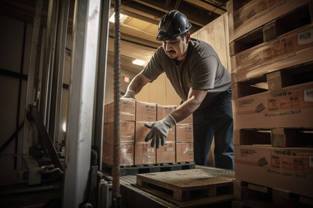 Man working at storage warehouse. Generative AIの素材