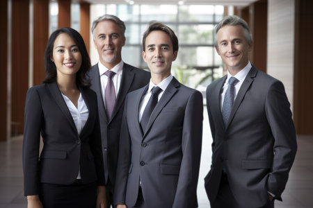 Team of lawyers portrait smiling at camera. Generative AIの素材