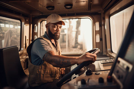 African American truck driver. Generative AIの素材