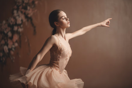 Young girl professional ballerina dancer. Generative AIの素材