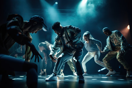 Professional breakdancers at night club. Generative AIの素材