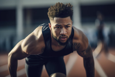 Young man professional athlete practicing. Generative AIの素材