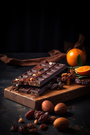 Delicious chocolate bar. Gourmet food photography. Generative AI vertical shotの素材