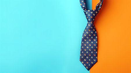Colorful layout banner with tie. Fathers day conceptual background with copy space. Generative AIの素材